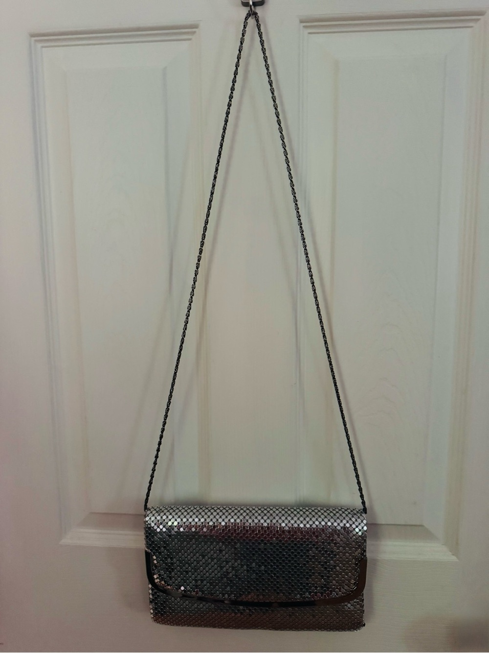 Silver Mesh Evening Clutch Shoulder Bag